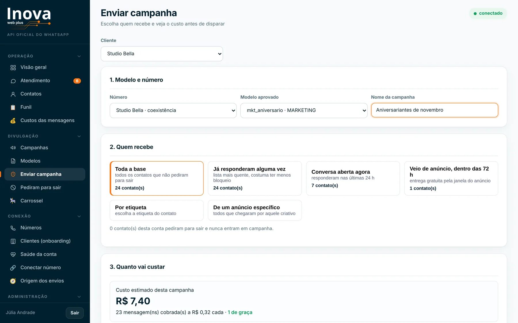 Envio de campanha
